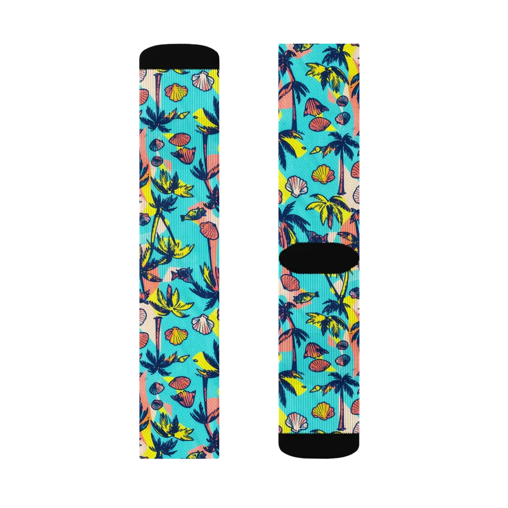 Neon Palm Tide on Socks — Right Sock