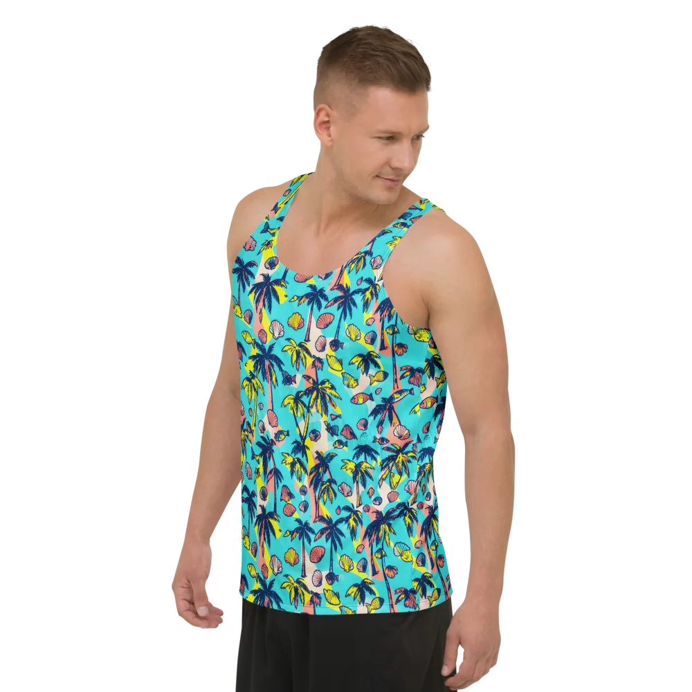 Neon Palm Tide on Men's Tank Top — Left Front