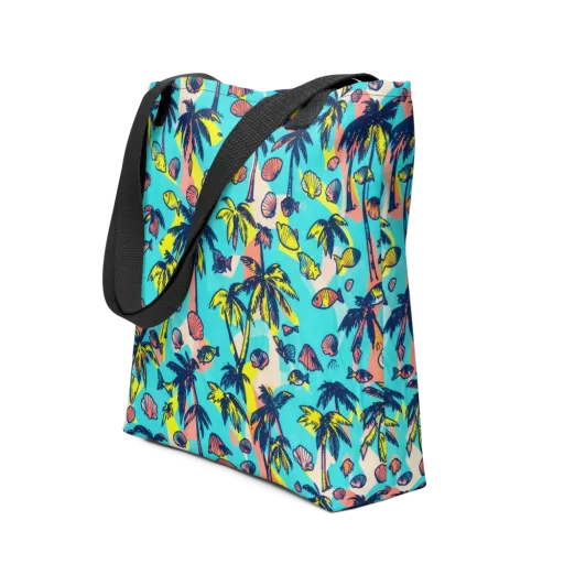 Neon Palm Tide on a Tote Bag