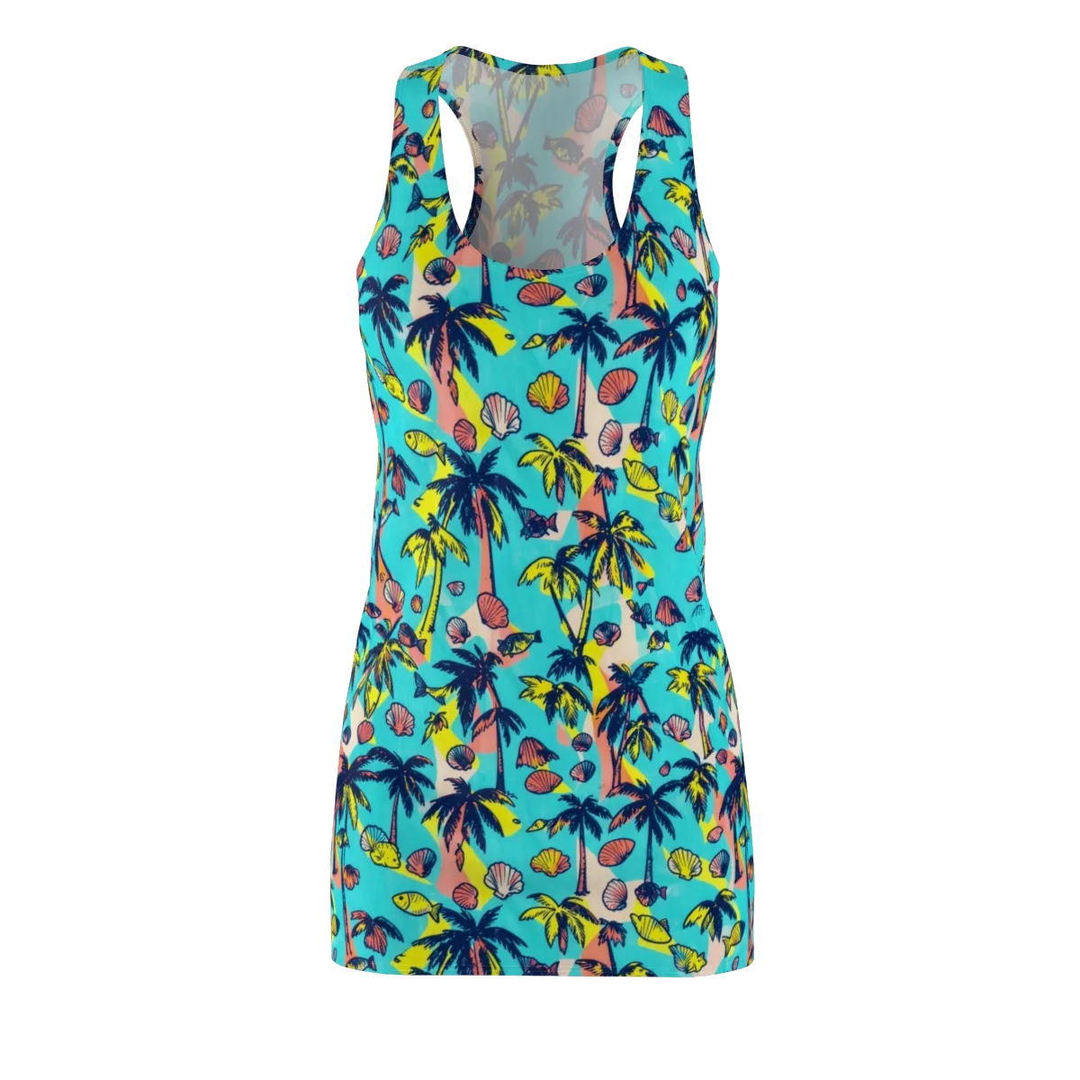 Neon Palm Tide on Racerback Dress — Front