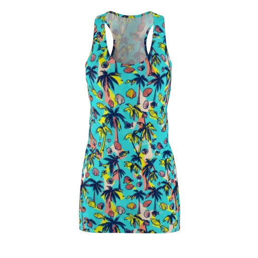 Neon Palm Tide on a Racerback Dress