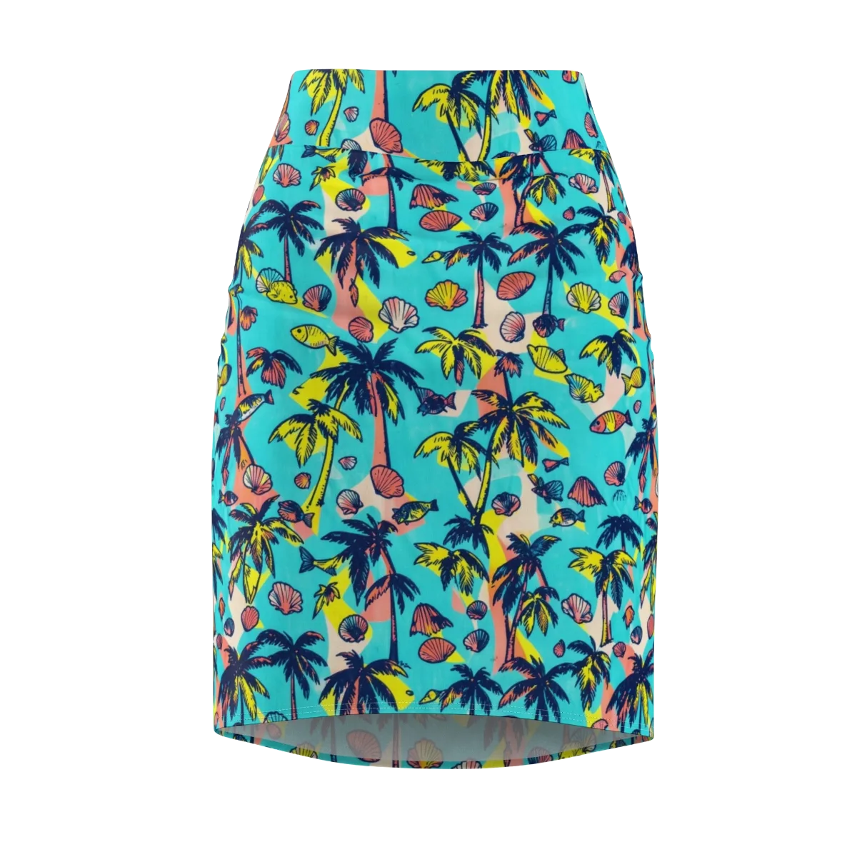 Neon Palm Tide on Pencil Skirt — Front
