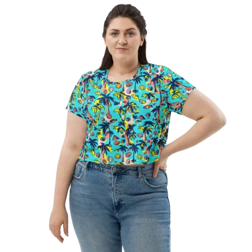 Neon Palm Tide on a Crop Tee