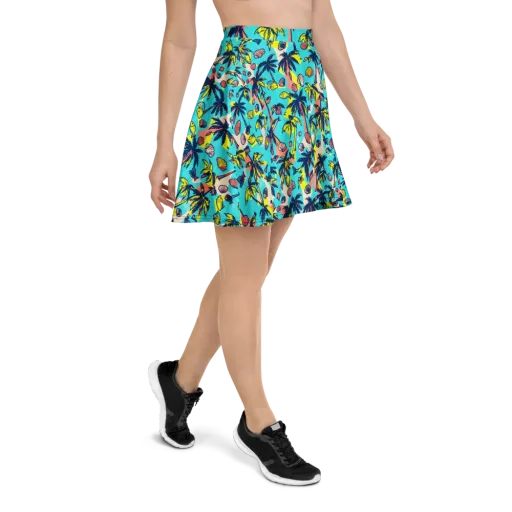Neon Palm Tide on a Skater Skirt