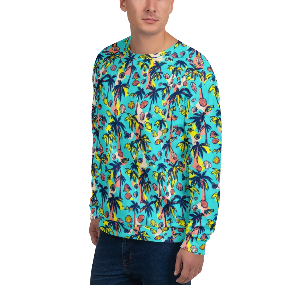 Neon Palm Tide on Sweatshirt — Left Front