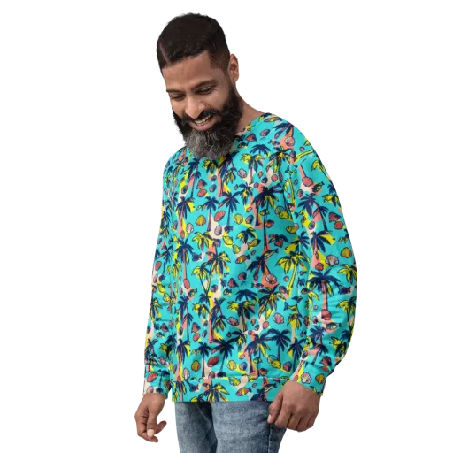 Neon Palm Tide on a Sweatshirt