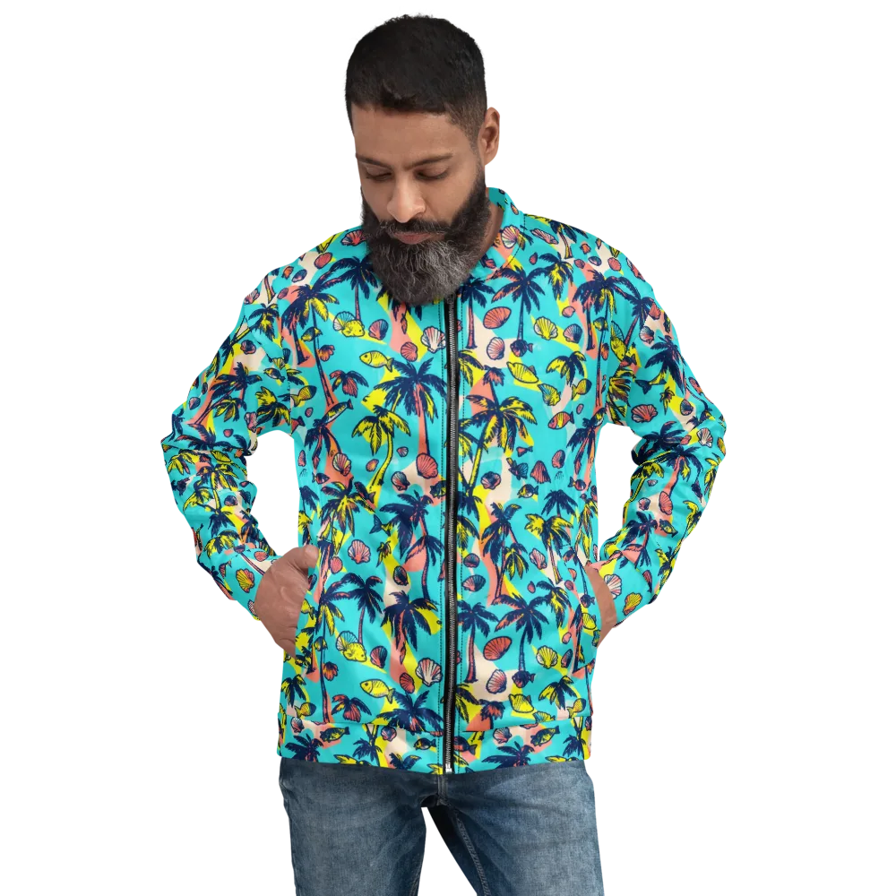 Neon Palm Tide on Bomber Jacket — Front