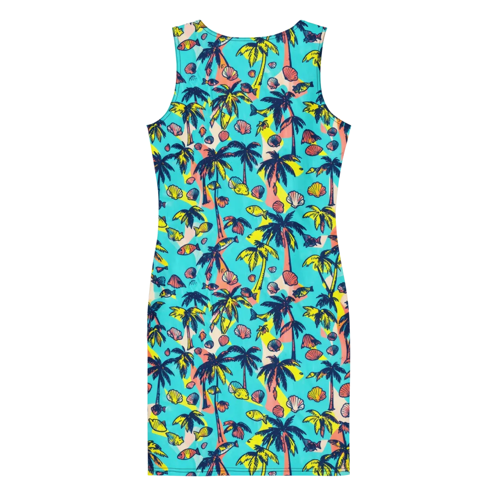 Neon Palm Tide on Bodycon Dress — Back