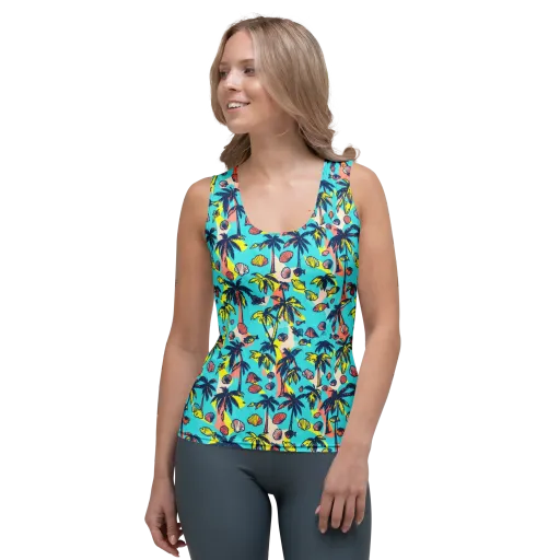 Neon Palm Tide on a Women's Tank Top
