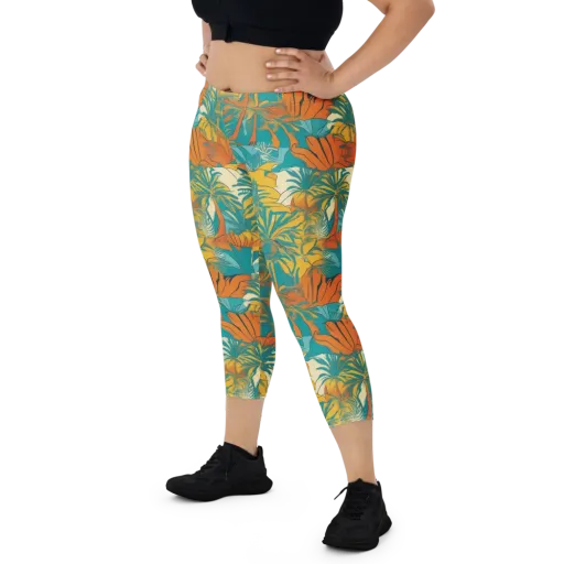 Citrus Jungle on a Capri Leggings