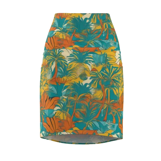 Citrus Jungle on a Pencil Skirt