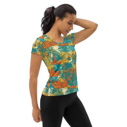 Citrus Jungle on a Women's Athletic T-Shirt