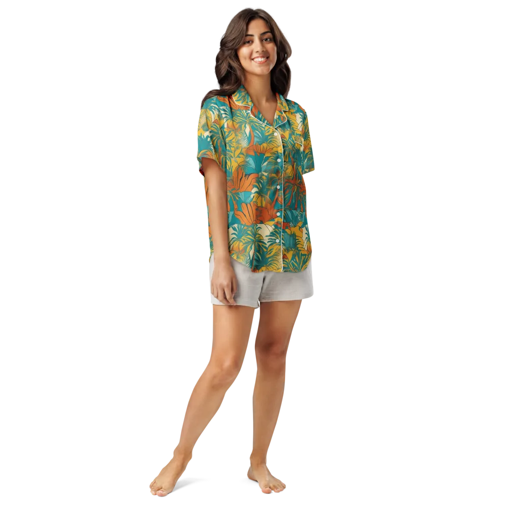 Citrus Jungle on Women's Short Sleeve Pajama Top — Front