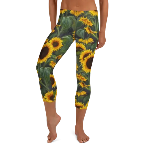 Sunflower Nocturne on a Capri Leggings