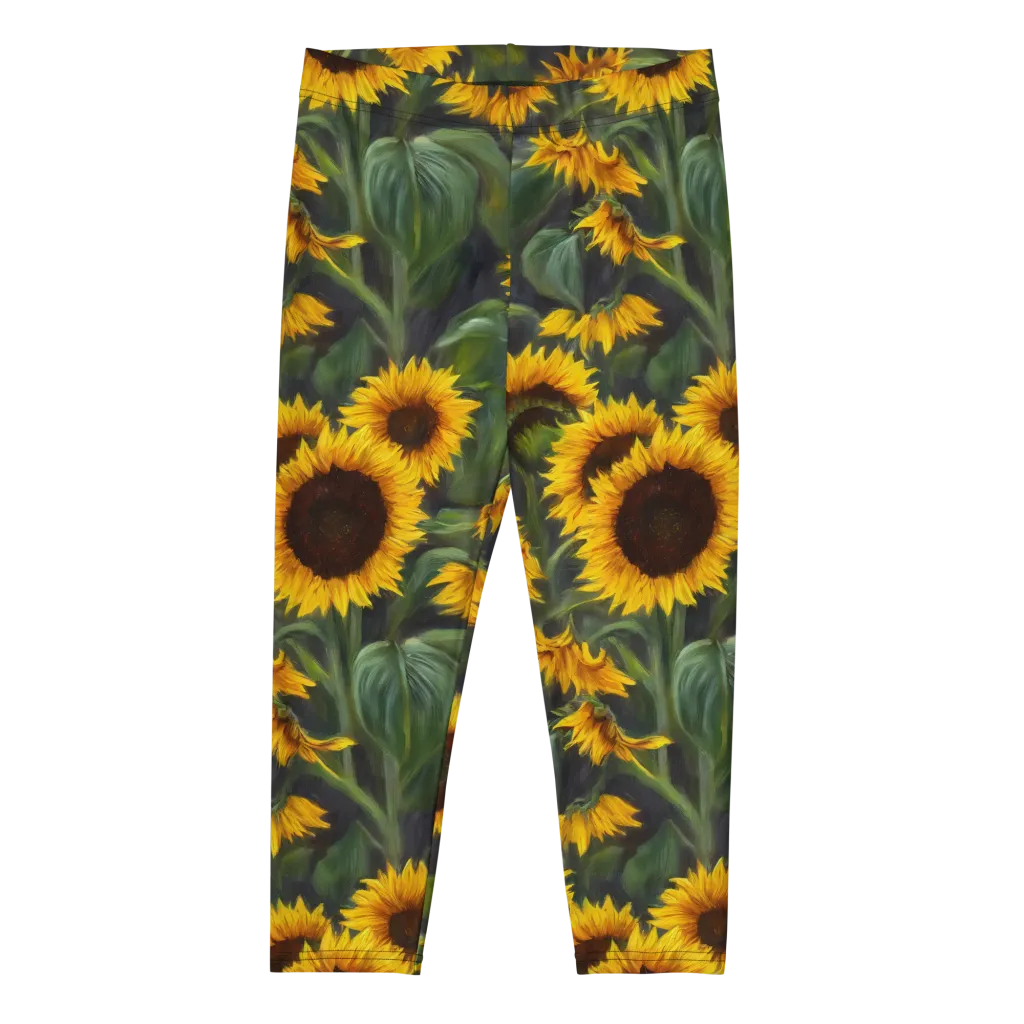 Sunflower Nocturne on Capri Leggings — Front