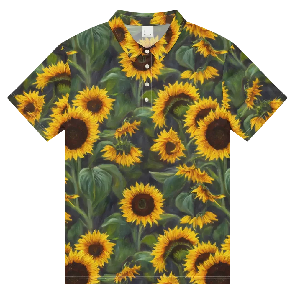 Sunflower Nocturne on Men's Slim Fit Polo Shirt — Front