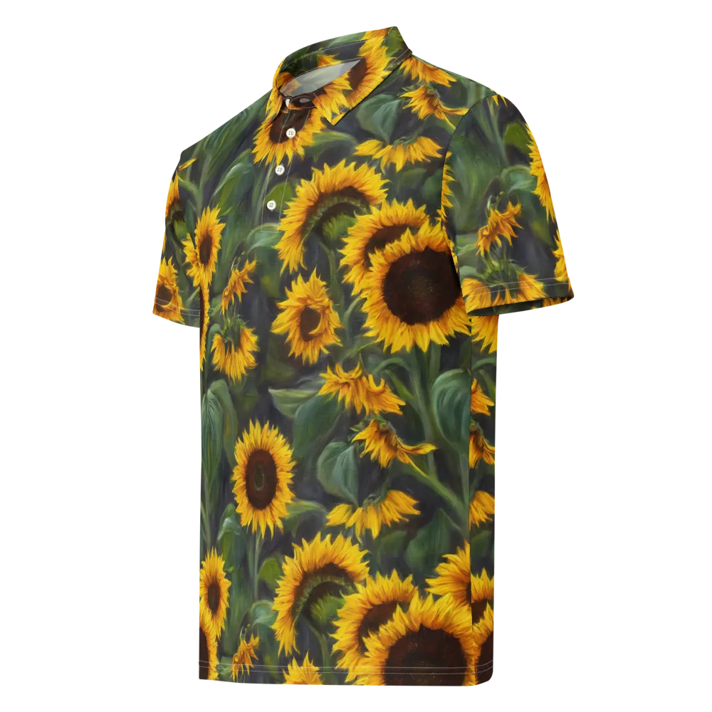 Sunflower Nocturne on Men's Slim Fit Polo Shirt — Left Front