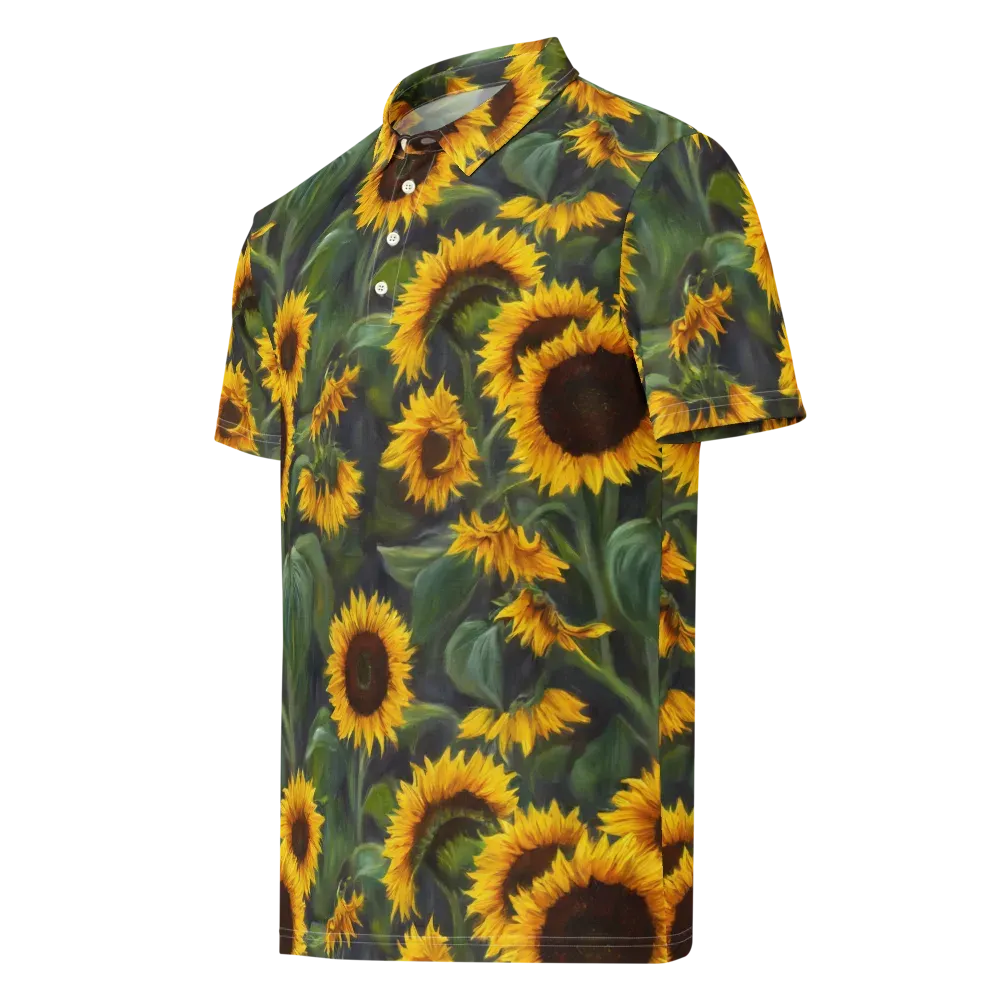 Sunflower Nocturne on Men's Slim Fit Polo Shirt — Left Front
