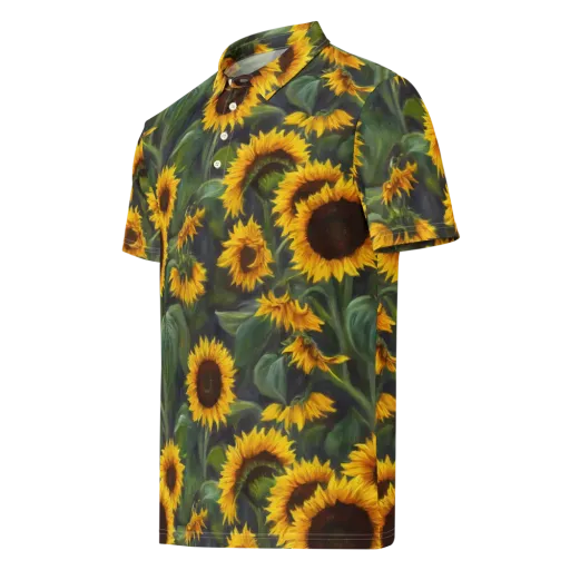 Sunflower Nocturne on a Men's Slim Fit Polo Shirt
