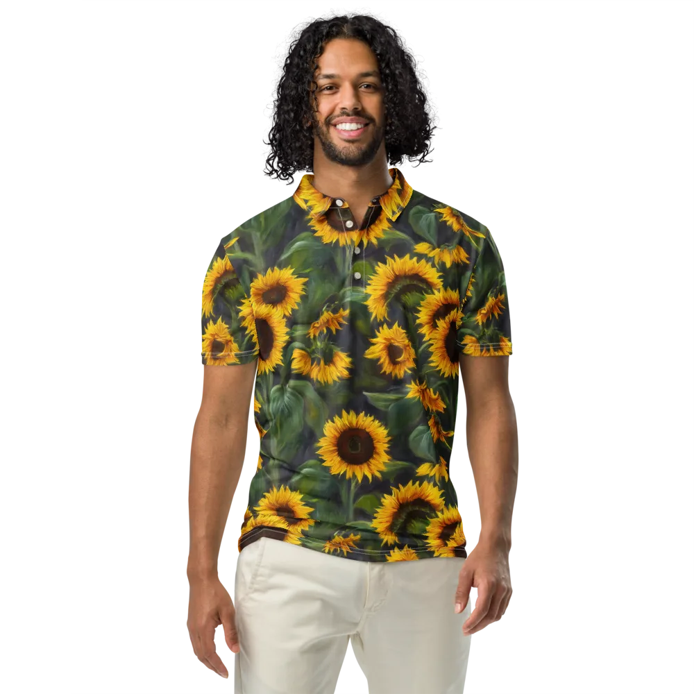 Sunflower Nocturne on Men's Slim Fit Polo Shirt — Front