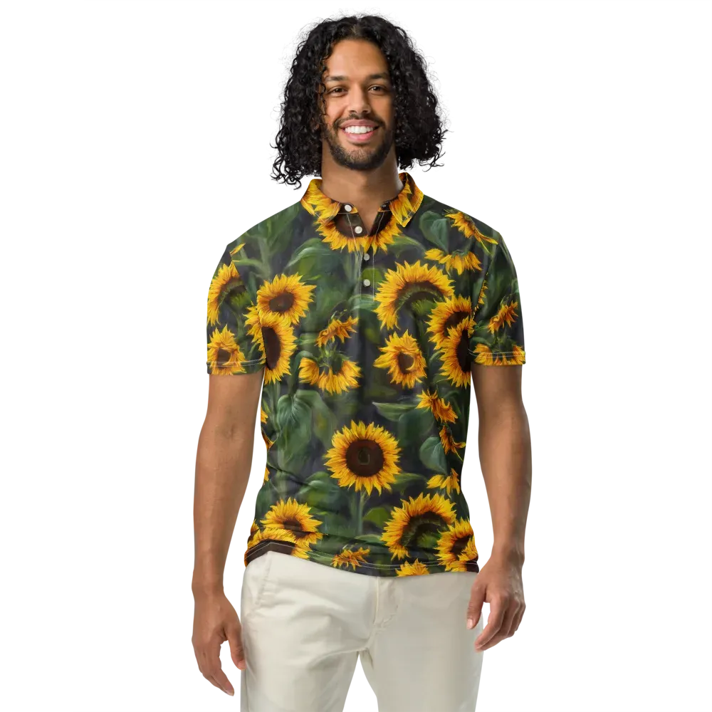 Sunflower Nocturne on Men's Slim Fit Polo Shirt — Front