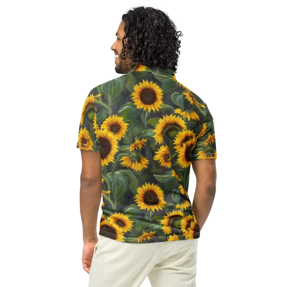 Sunflower Nocturne on Men's Slim Fit Polo Shirt — Back