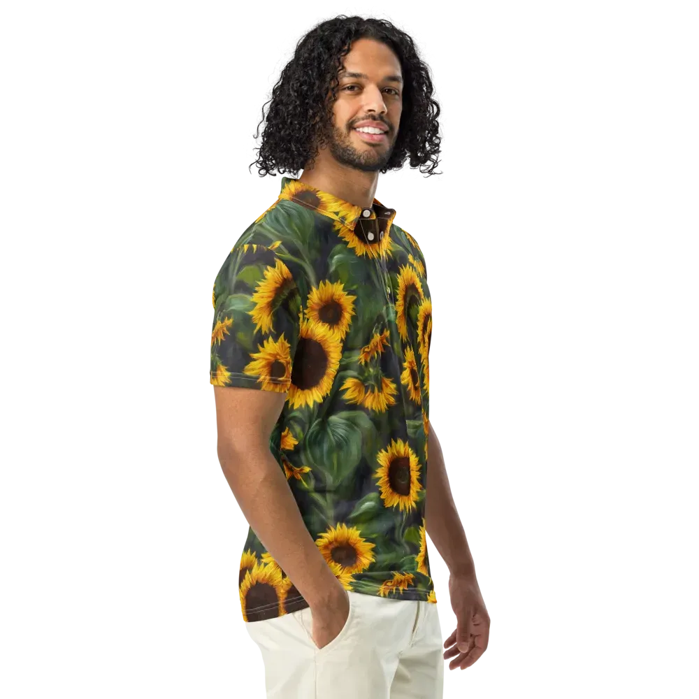 Sunflower Nocturne on Men's Slim Fit Polo Shirt — Right Front