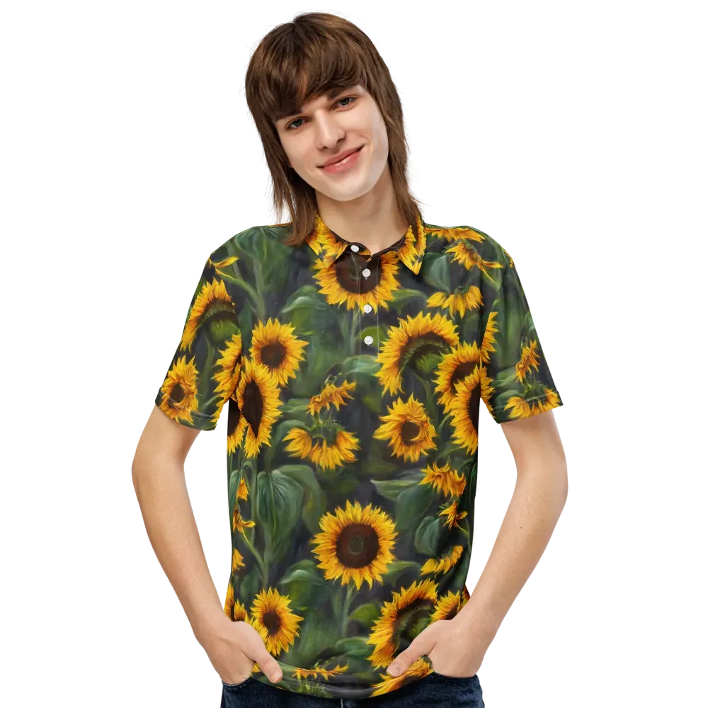 Sunflower Nocturne on Men's Slim Fit Polo Shirt — Front