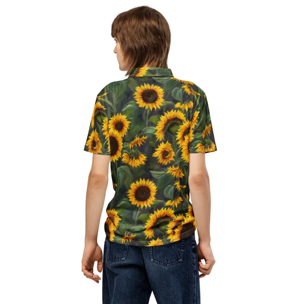 Sunflower Nocturne on Men's Slim Fit Polo Shirt — Back