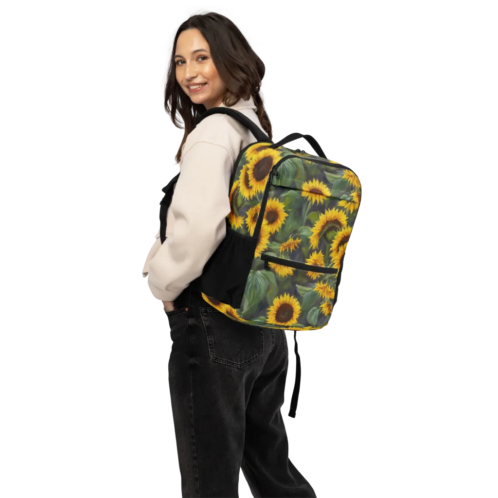 Sunflower Nocturne on Utility Backpack — Back