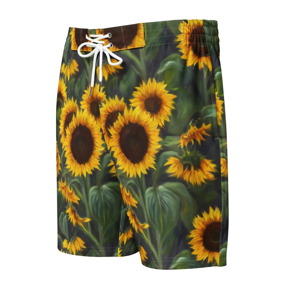 Sunflower Nocturne on Men's Board Shorts — Front