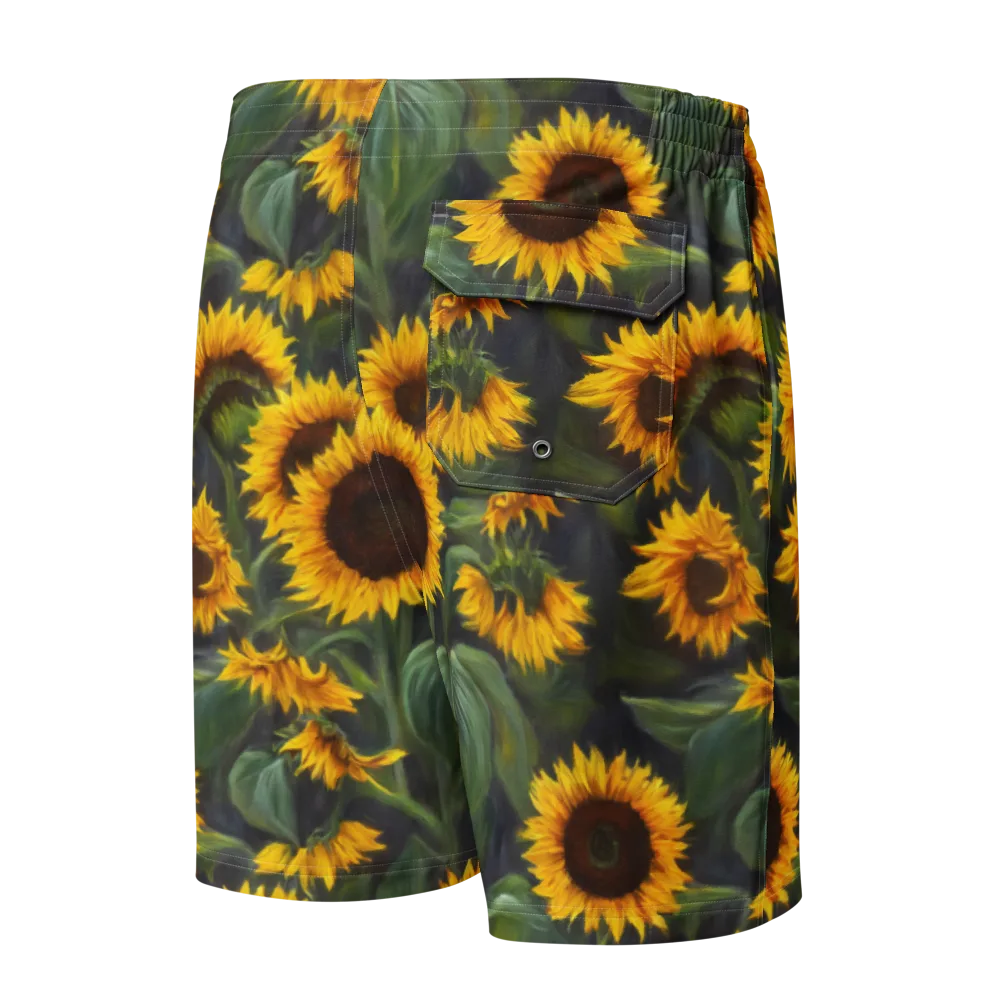 Sunflower Nocturne on Men's Board Shorts — Back