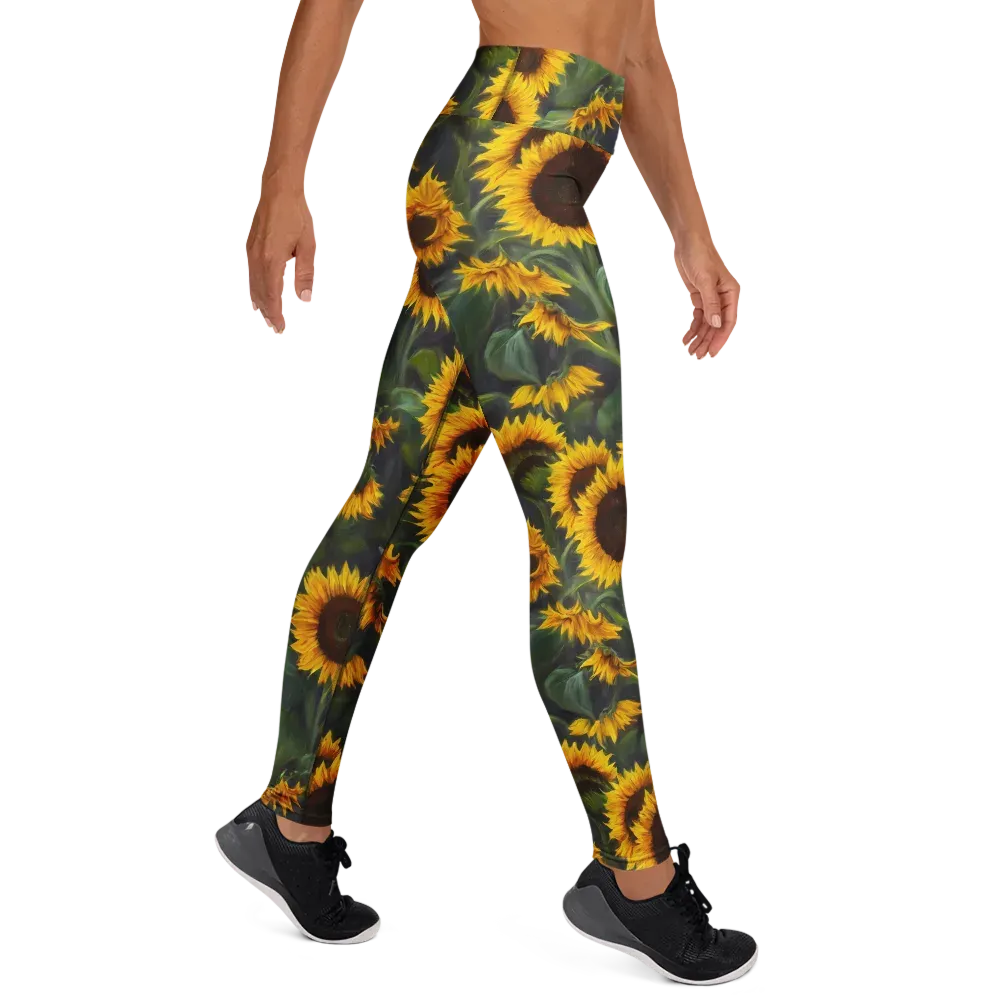 Sunflower Nocturne on Yoga Leggings — Right