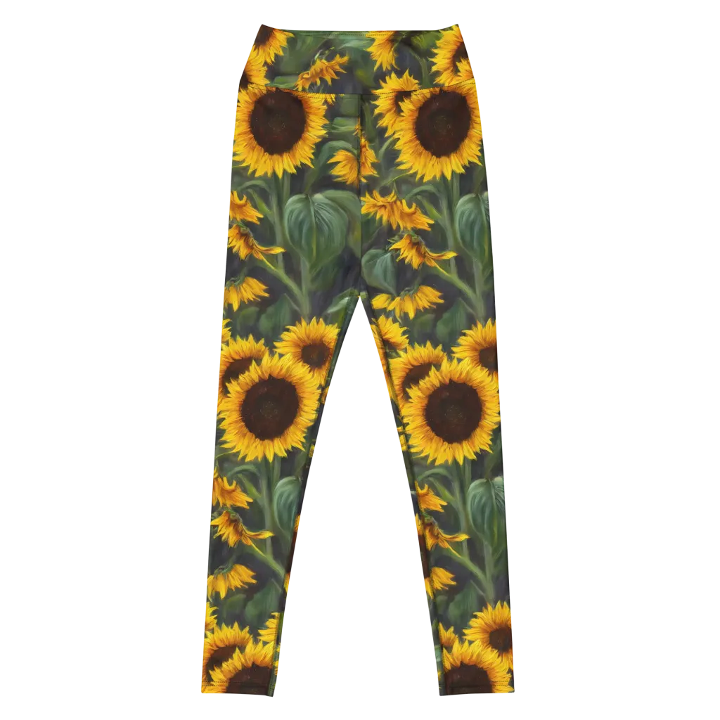 Sunflower Nocturne on Yoga Leggings — Front