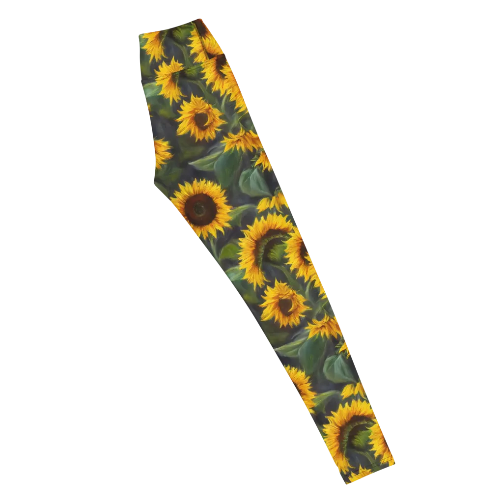Sunflower Nocturne on Yoga Leggings — Right