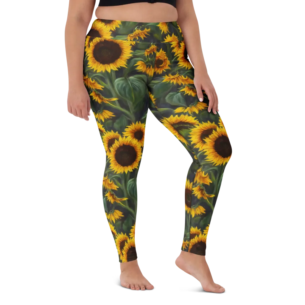 Sunflower Nocturne on Yoga Leggings — Front