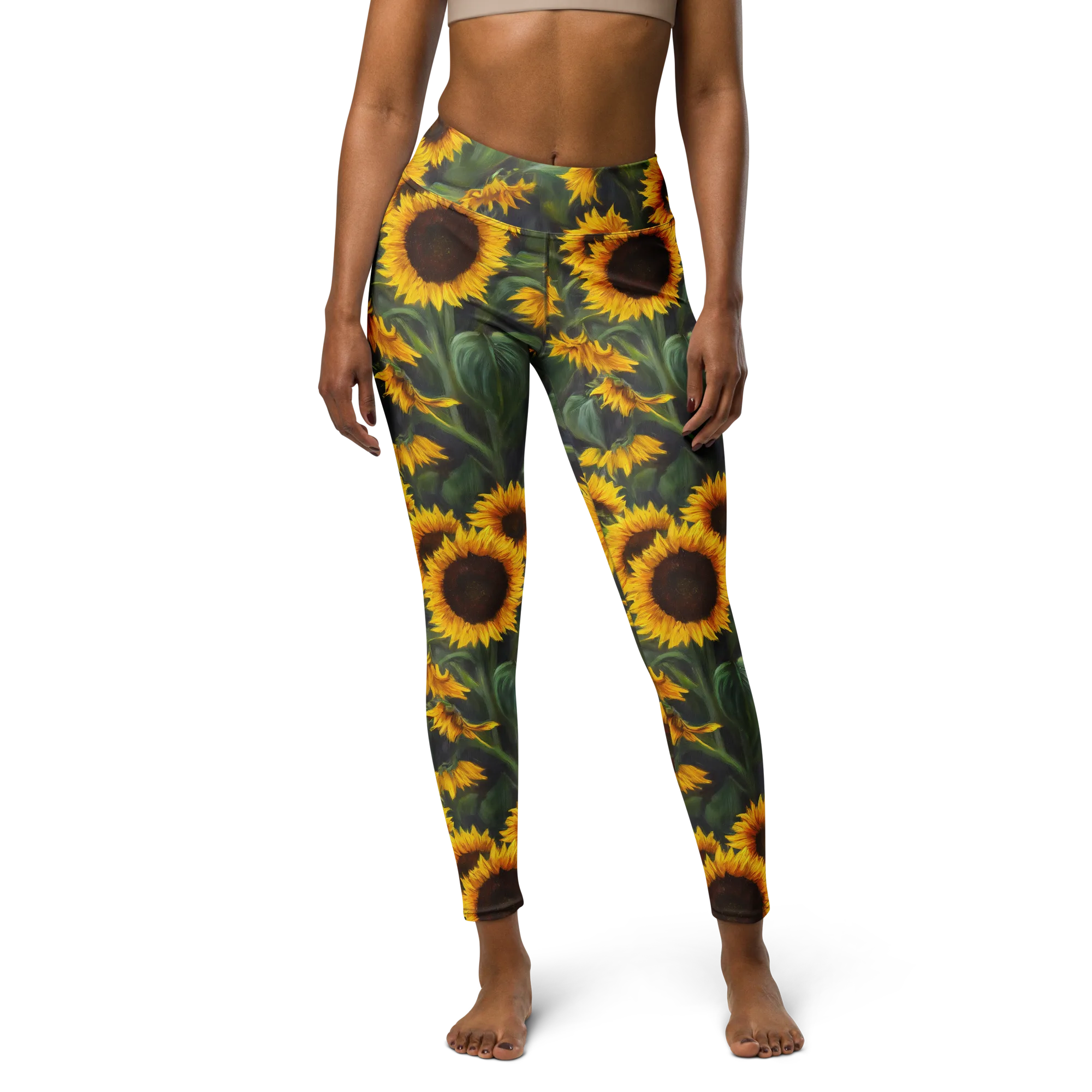 Sunflower Nocturne on Yoga Leggings — Front