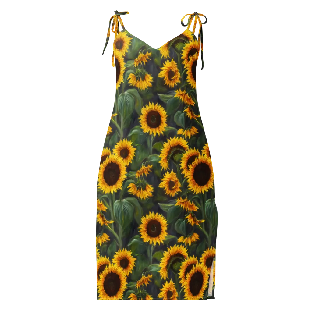 Sunflower Nocturne on Slip Dress — Front