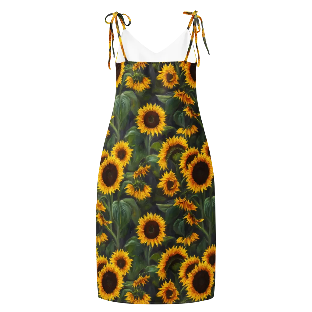 Sunflower Nocturne on Slip Dress — Back
