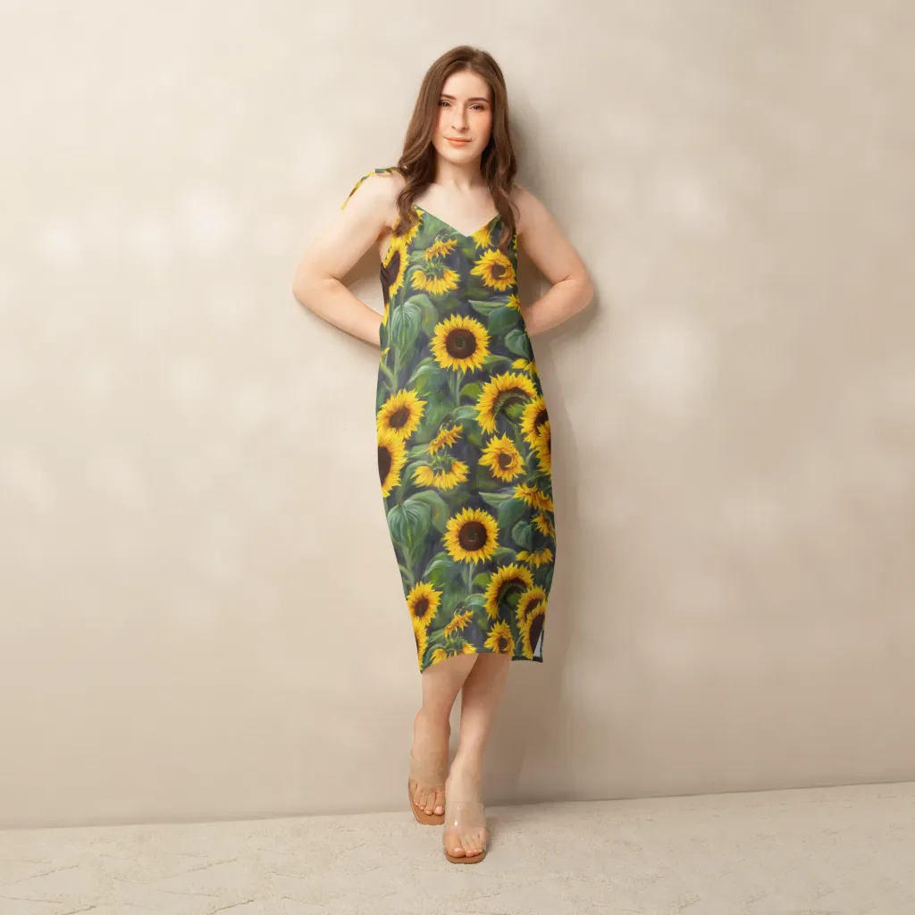 Sunflower Nocturne on Slip Dress — Front