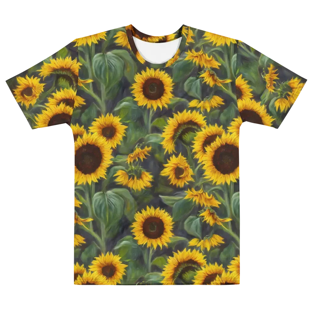 Sunflower Nocturne on Men's Cotton Crew Neck T-Shirt — Front