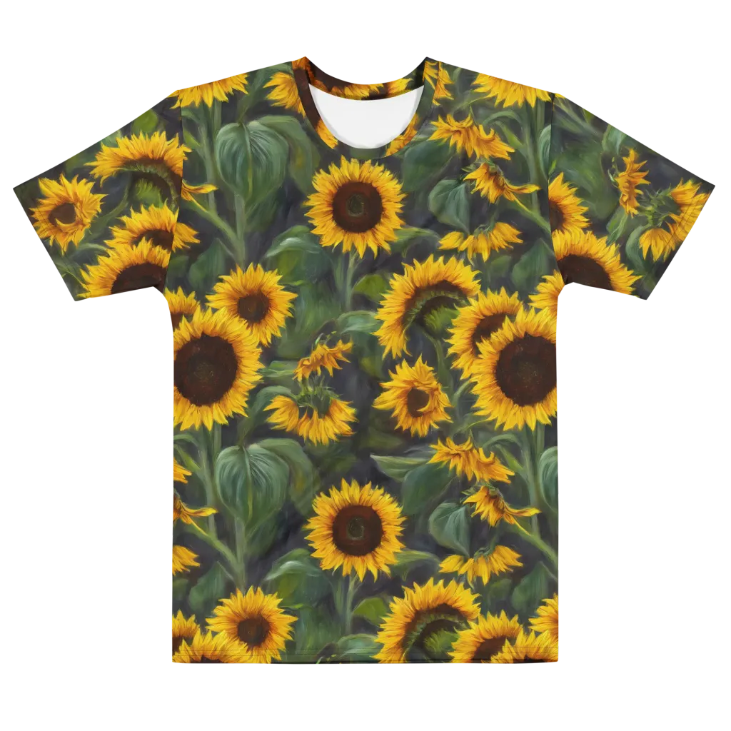 Sunflower Nocturne on Men's Crew Neck T-Shirt — Front