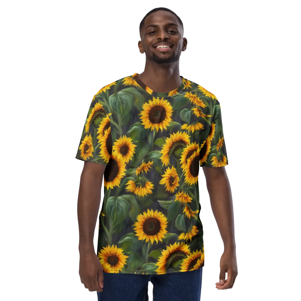 Sunflower Nocturne on Men's Crew Neck T-Shirt — Front
