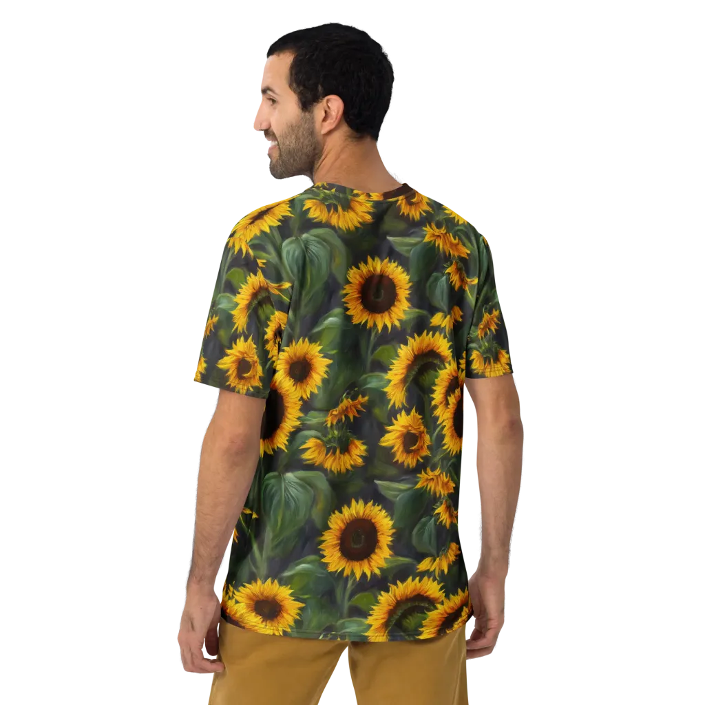 Sunflower Nocturne on Men's Crew Neck T-Shirt — Back