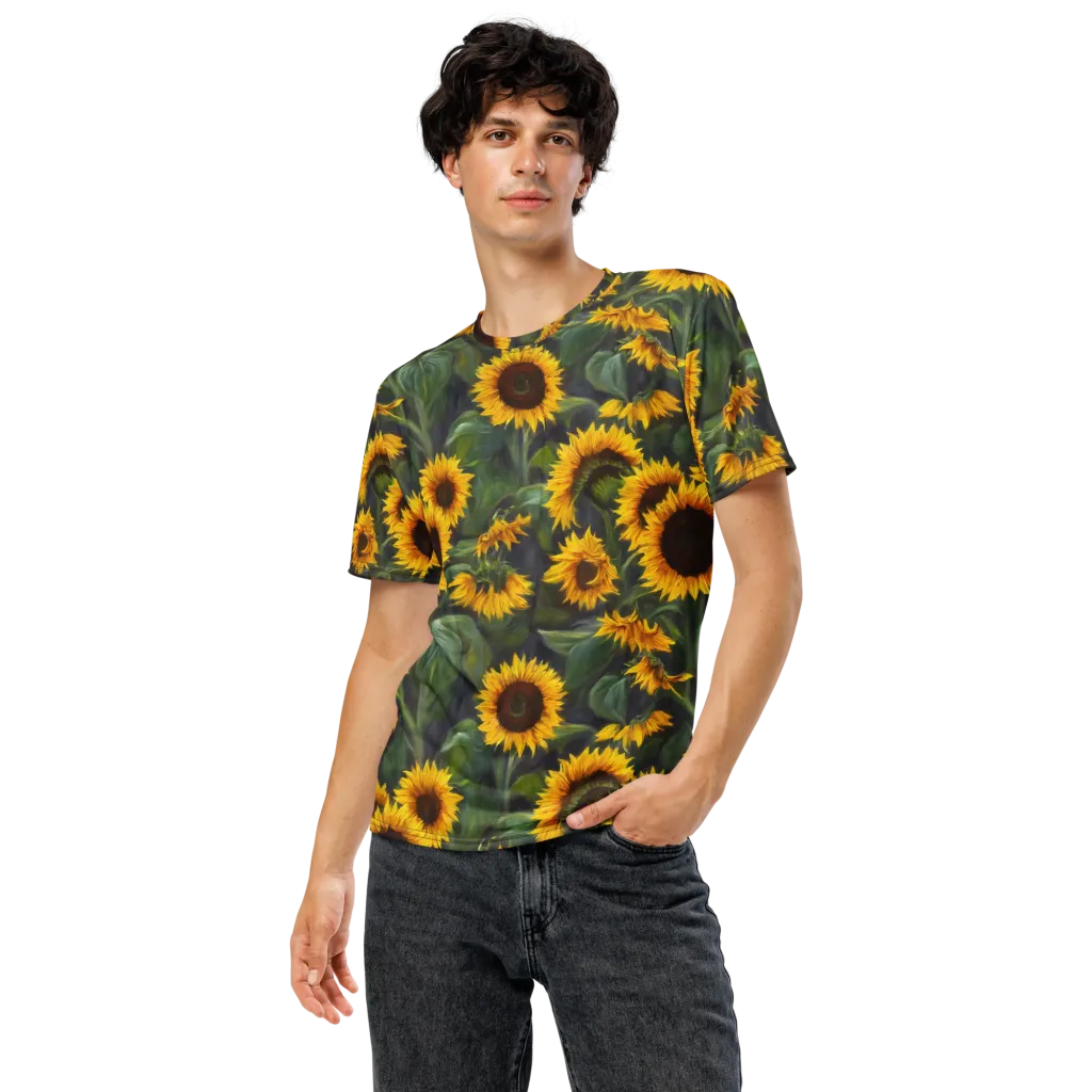 Sunflower Nocturne on Men's Crew Neck T-Shirt — Front