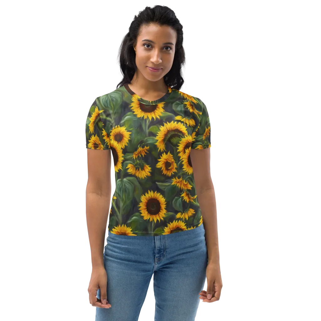 Sunflower Nocturne on Women's Crew Neck T-Shirt — Front