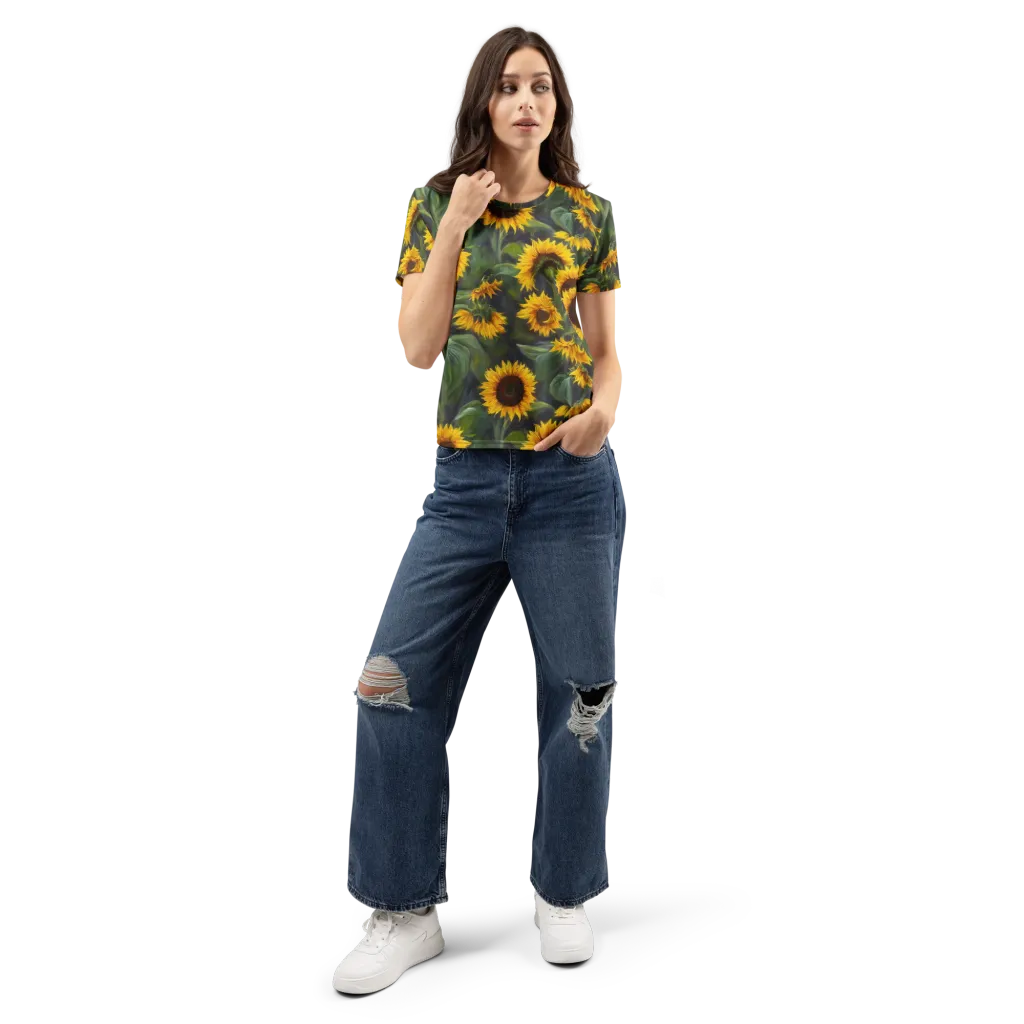 Sunflower Nocturne on Women's Crew Neck T-Shirt — Front