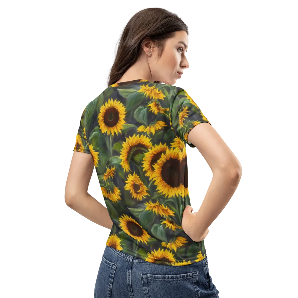 Sunflower Nocturne on Women's Crew Neck T-Shirt — Back