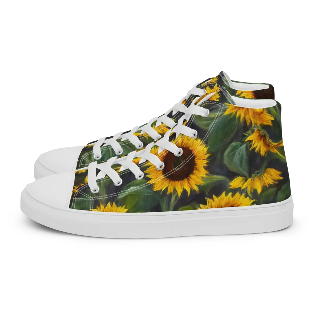Sunflower Nocturne on Women's High Top Canvas Shoes — Left