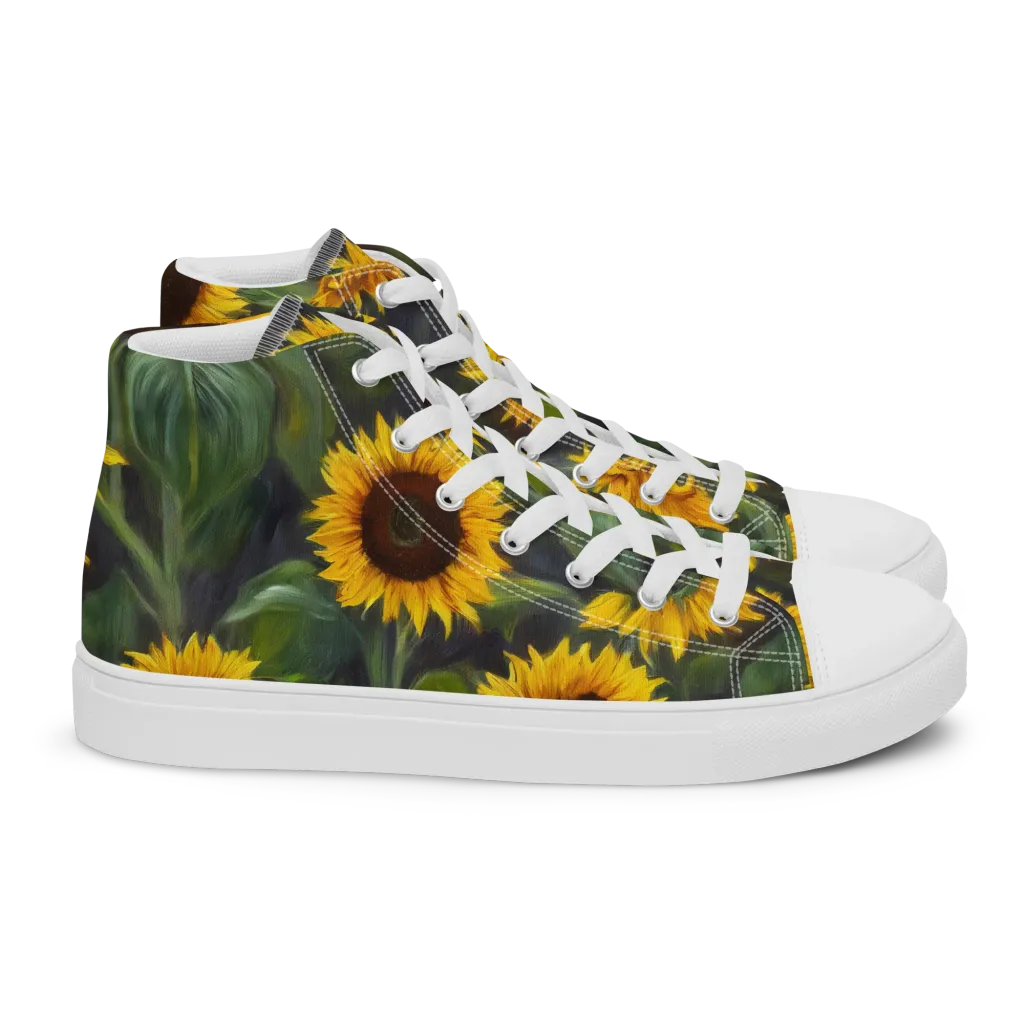 Sunflower Nocturne on Women's High Top Canvas Shoes — Right